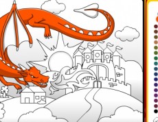 Castle Dragon Coloring - Omaľovanka s drakom