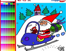 Santa Claus on Snowmobile - Vyfarbi si Santa Clausa!